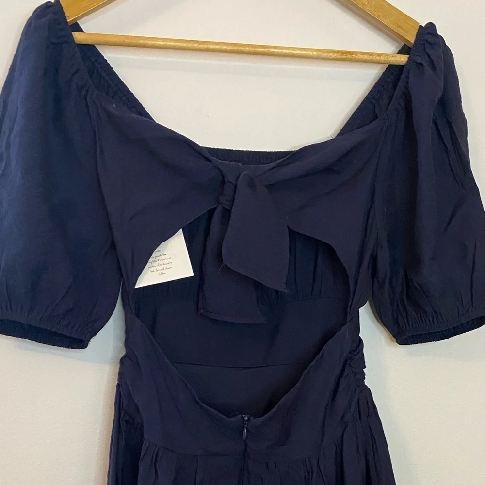 NWT Altar’d State Navy Tie Back Short Sleeve Swing Dress
